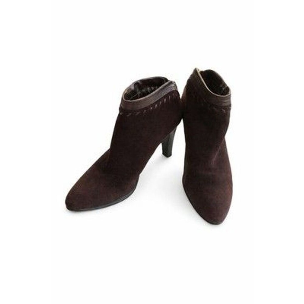 Aquatalia Suede Ankle Booties Women’s Size 10 Brown High Heel Designer Italy